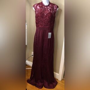 Chi Chi London Burgundy Lace & Satin Dress